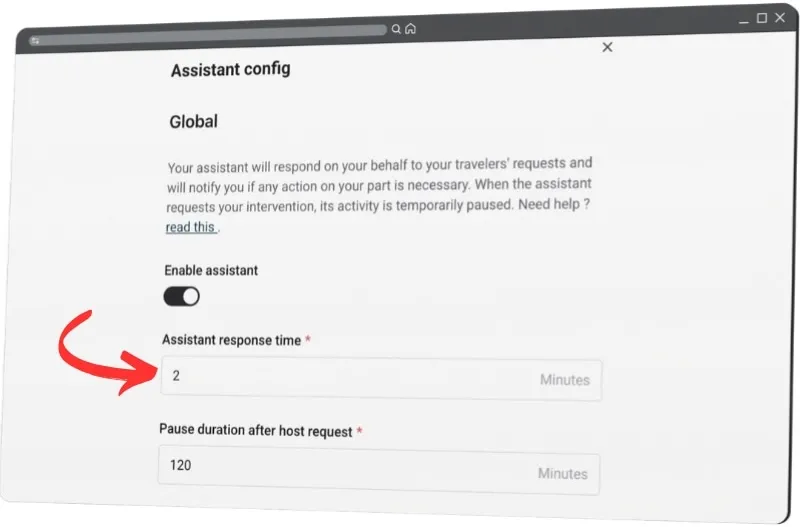 Konfigurationsbereich für die Antwortzeit des KI-Assistenten