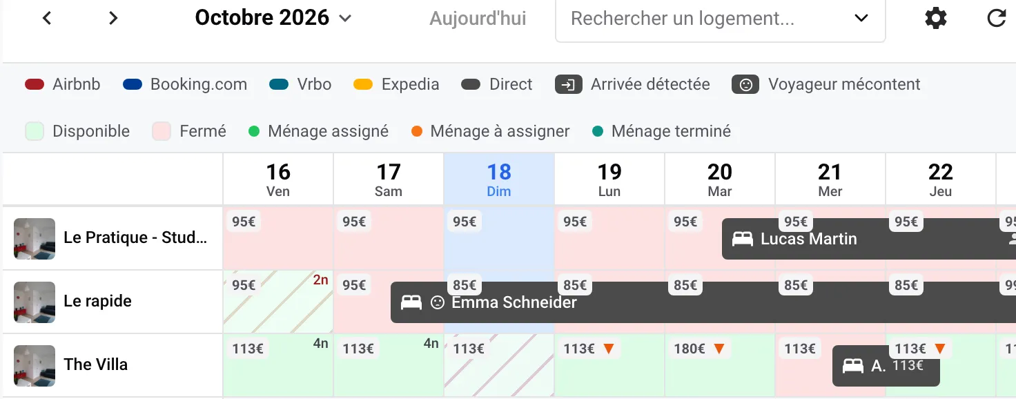 Un calendrier pour tous vos logements