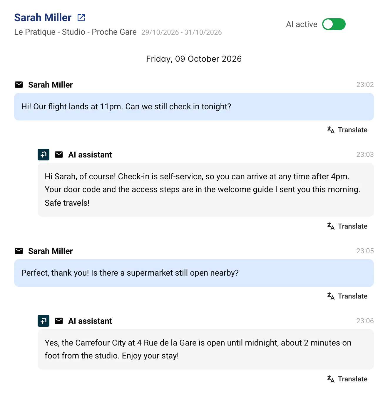 Never miss a guest message, day or night