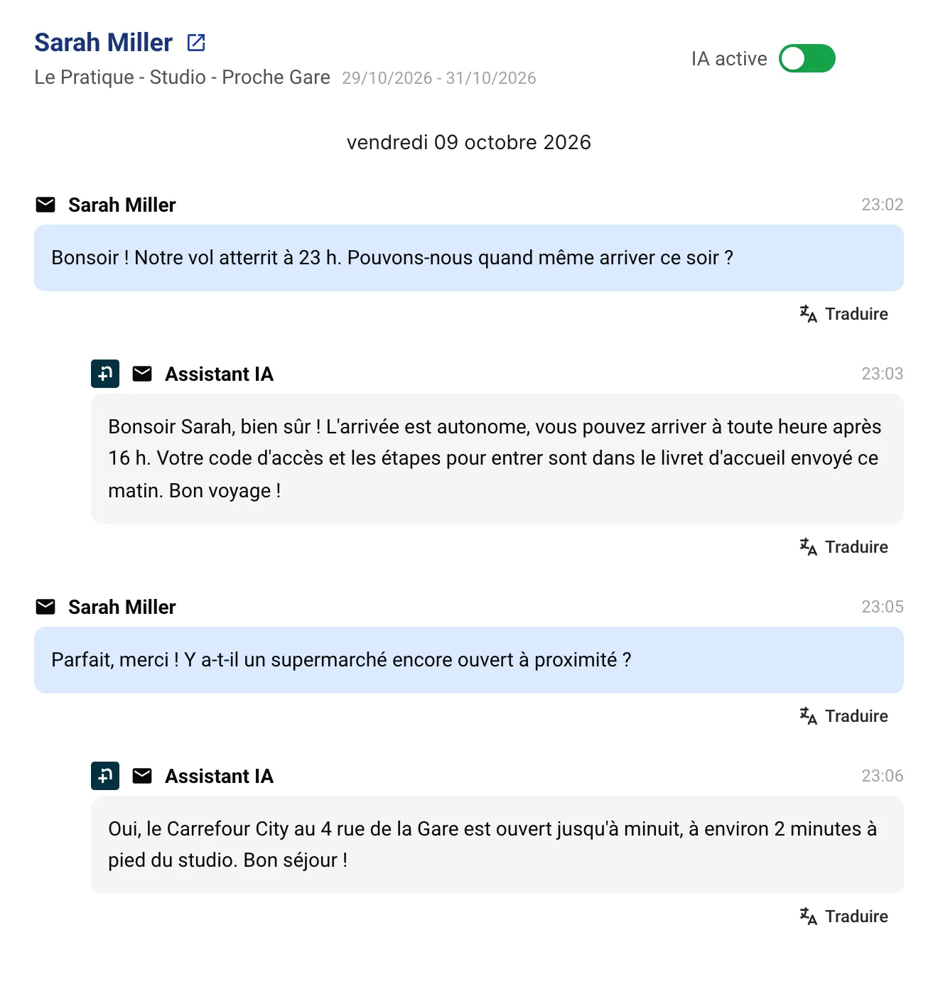 Plus aucun message voyageur sans réponse, de jour comme de nuit