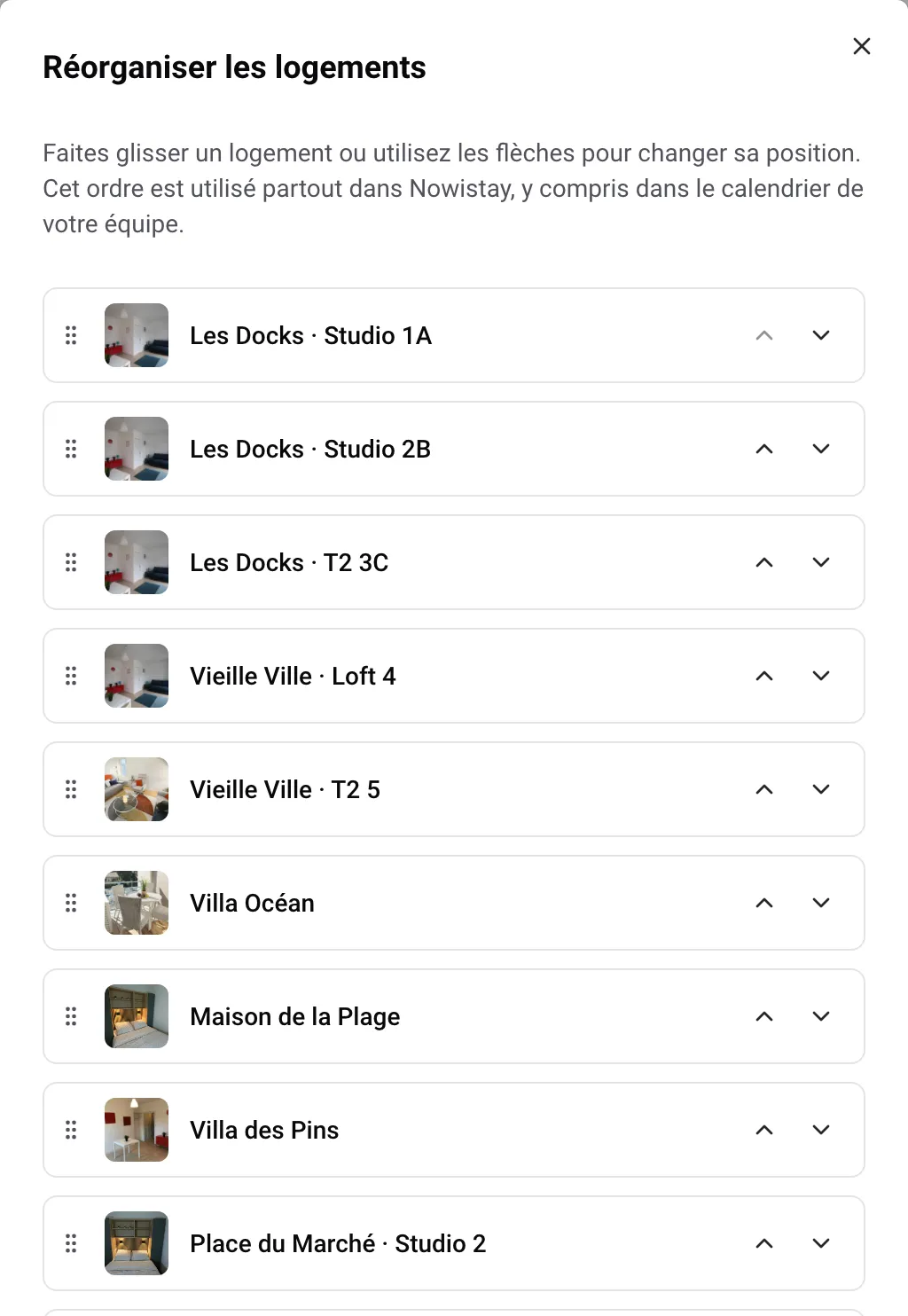 Vos logements, dans votre ordre
