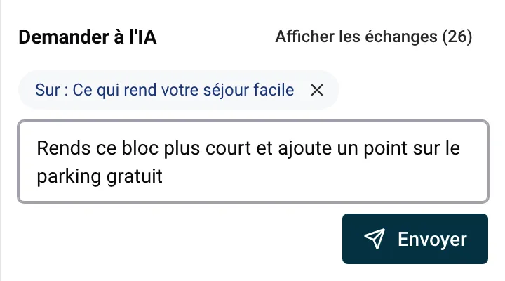 Un bloc sélectionné dans l’aperçu et son étiquette dans la zone de l’IA