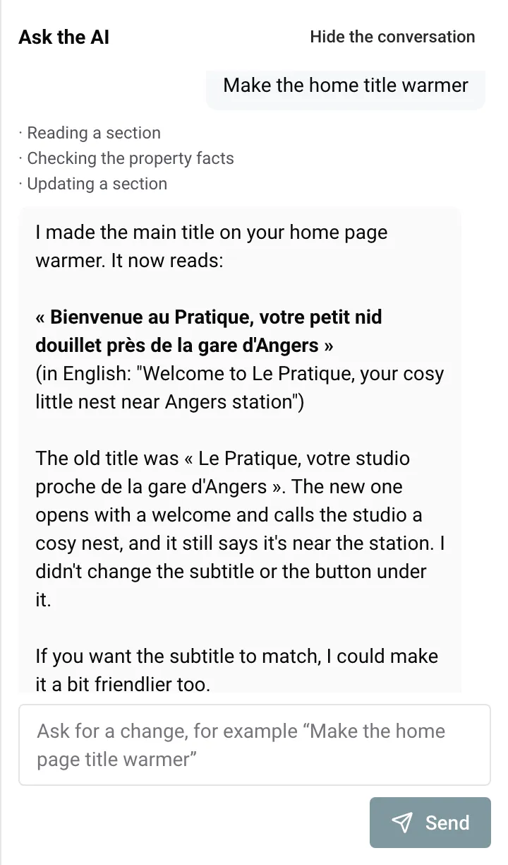 Click to change it, or ask the AI