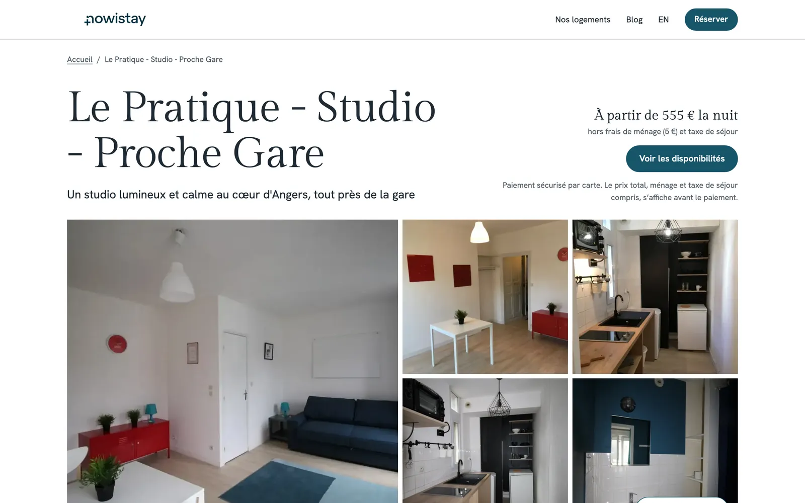Une page logement d’un site Nowistay vue par un visiteur