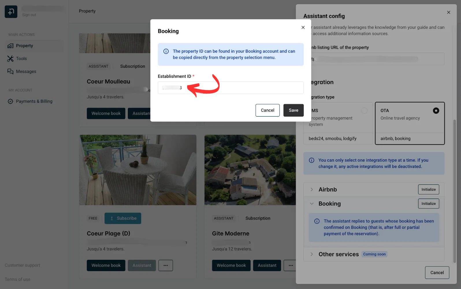 Booking Property ID eingeben