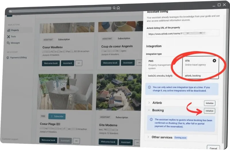OTA-Konfiguration mit der Schaltfläche Initialisieren