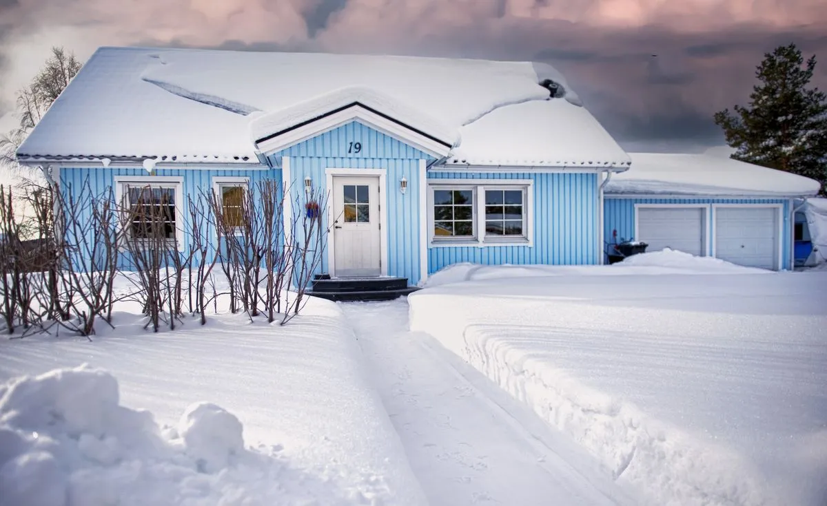 House covered in snow during winter off-season