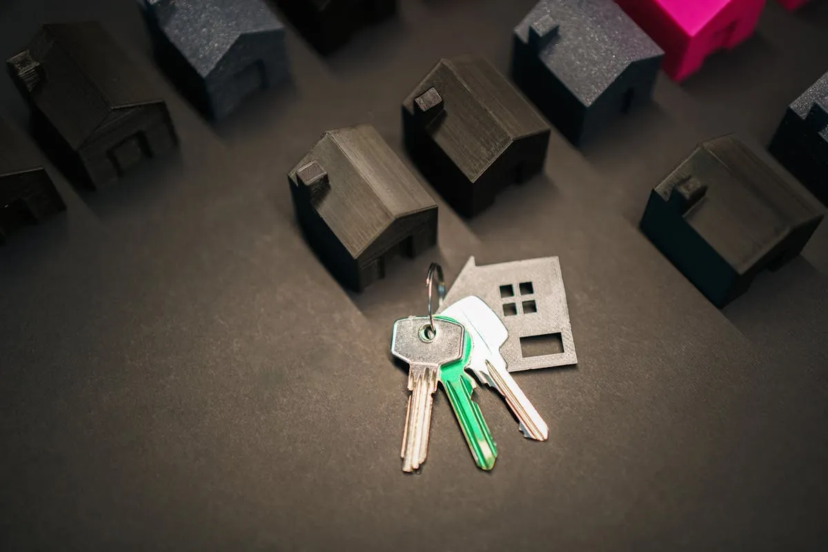 Real estate investment concept with key and house models