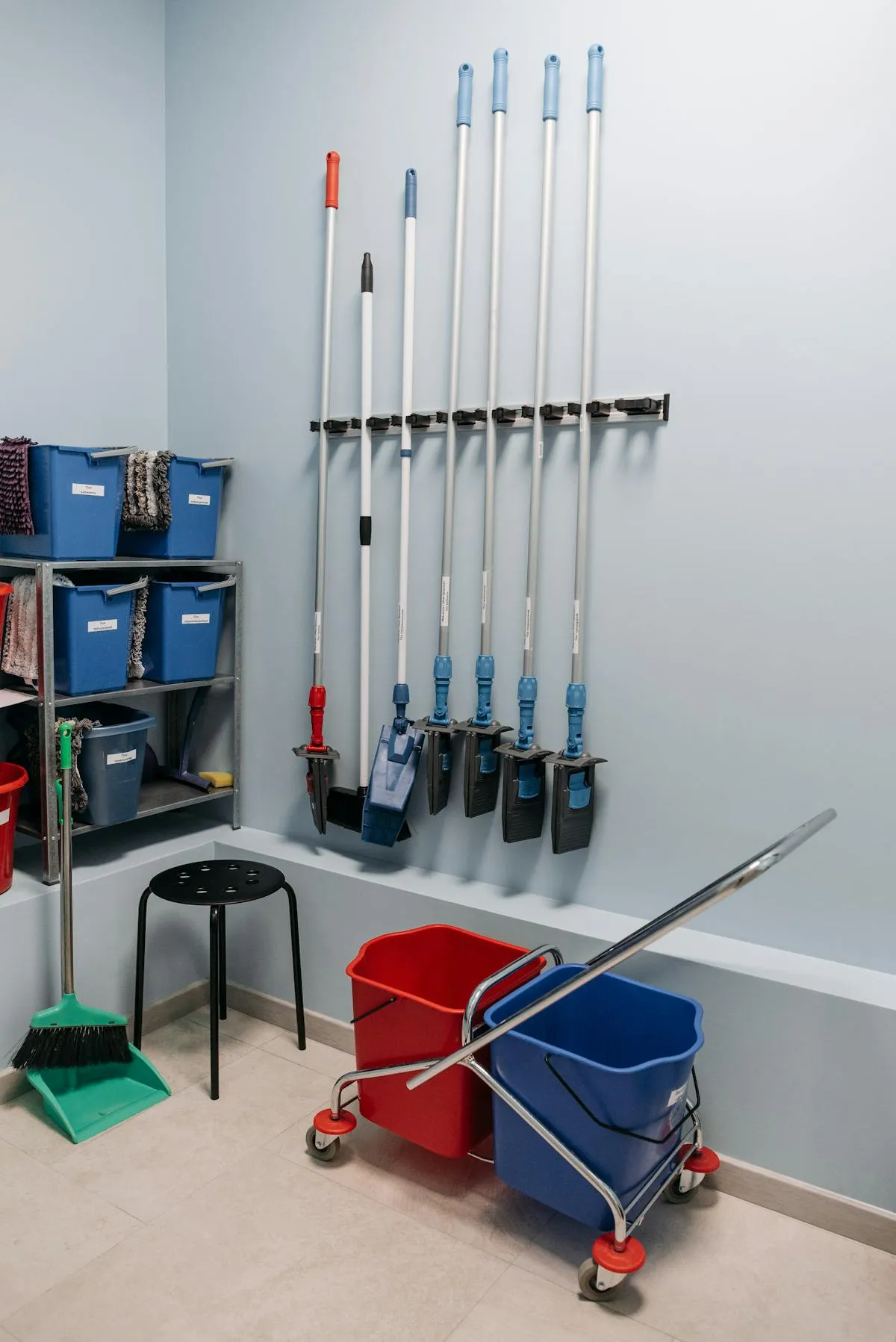 Cleaning team member organizing bathroom amenities in vacation rental
