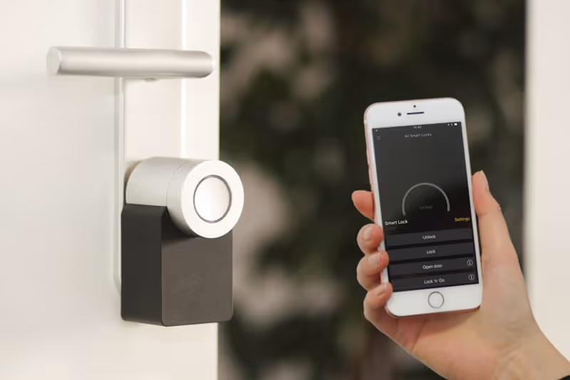 Smart lock on vacation rental door for guest security screening